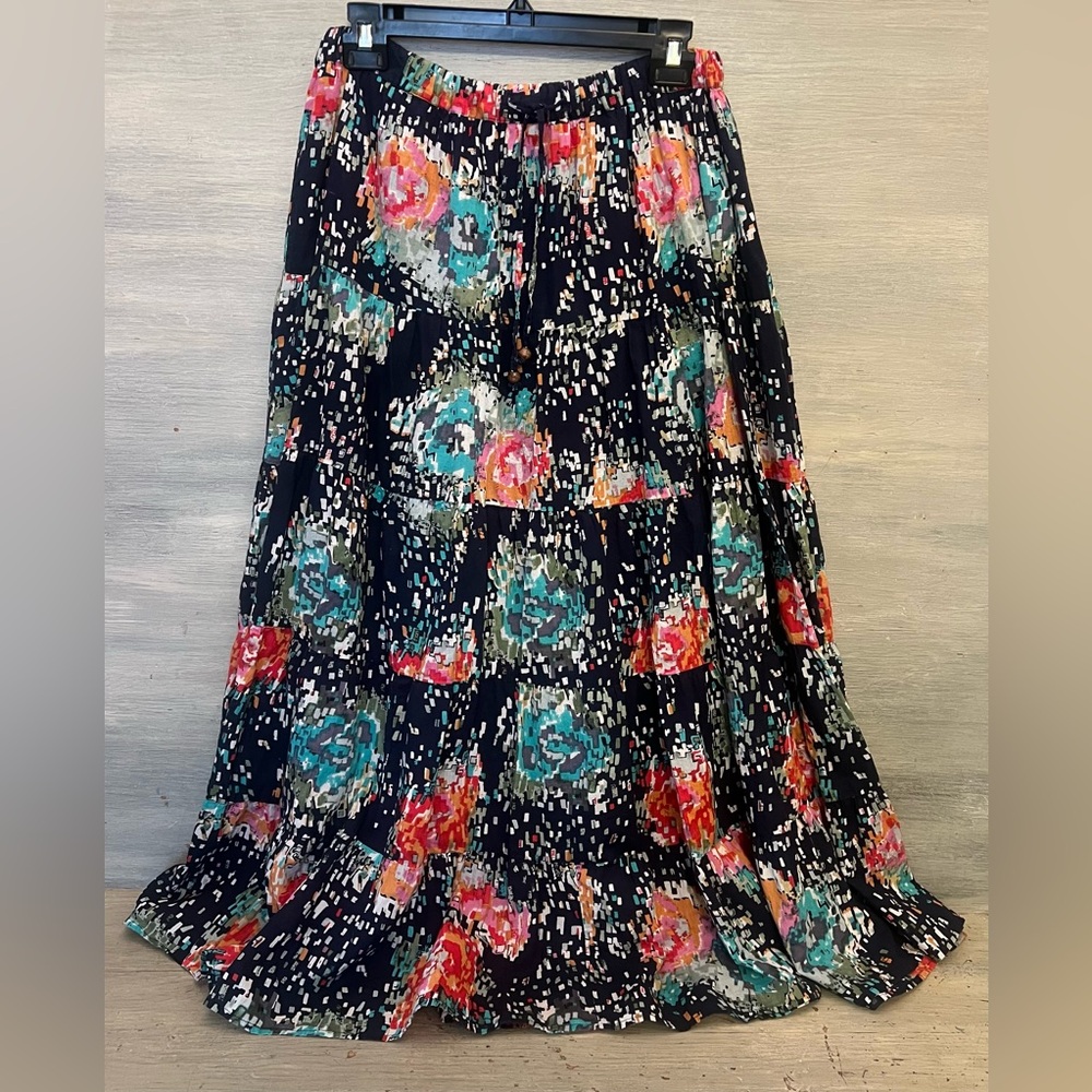 Cato Multicolor Abstract Print Boho Peasant Skirt Small Good Condition